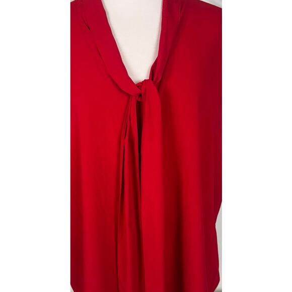 Calvin Klein Womens Plus Size 3X Red Sleeveless Blouse Tie Neckline - Picture 3 of 9